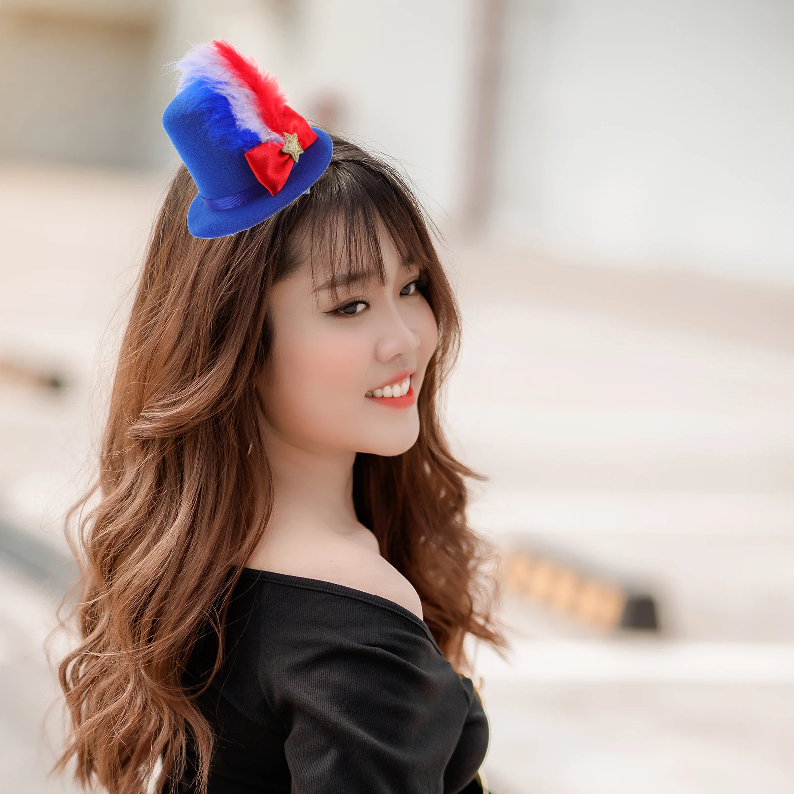 

Plume Hat Hair Clip Lightweight Reusable Party Decorative Barrettes Props Headdress Independence Day Parades Gifts Stage Role