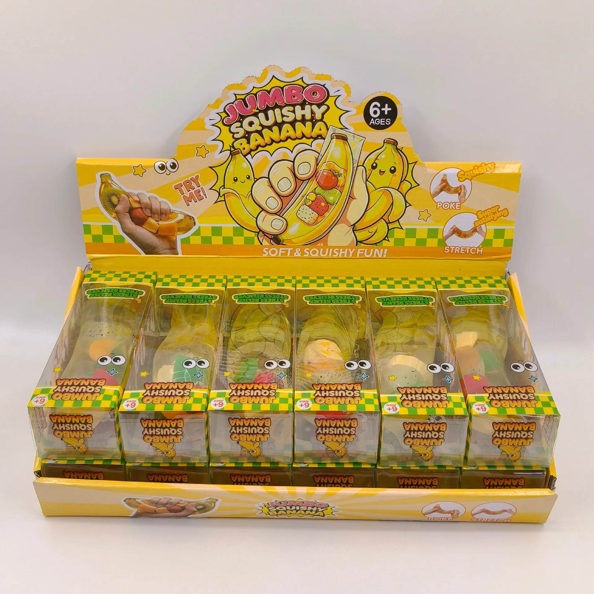 1/12PCS Vaseline Texture Banana Fruit Squishy Toy, Slow Rising Moldable Stress Relief Squeeze Fidget Toy for Kids Adults