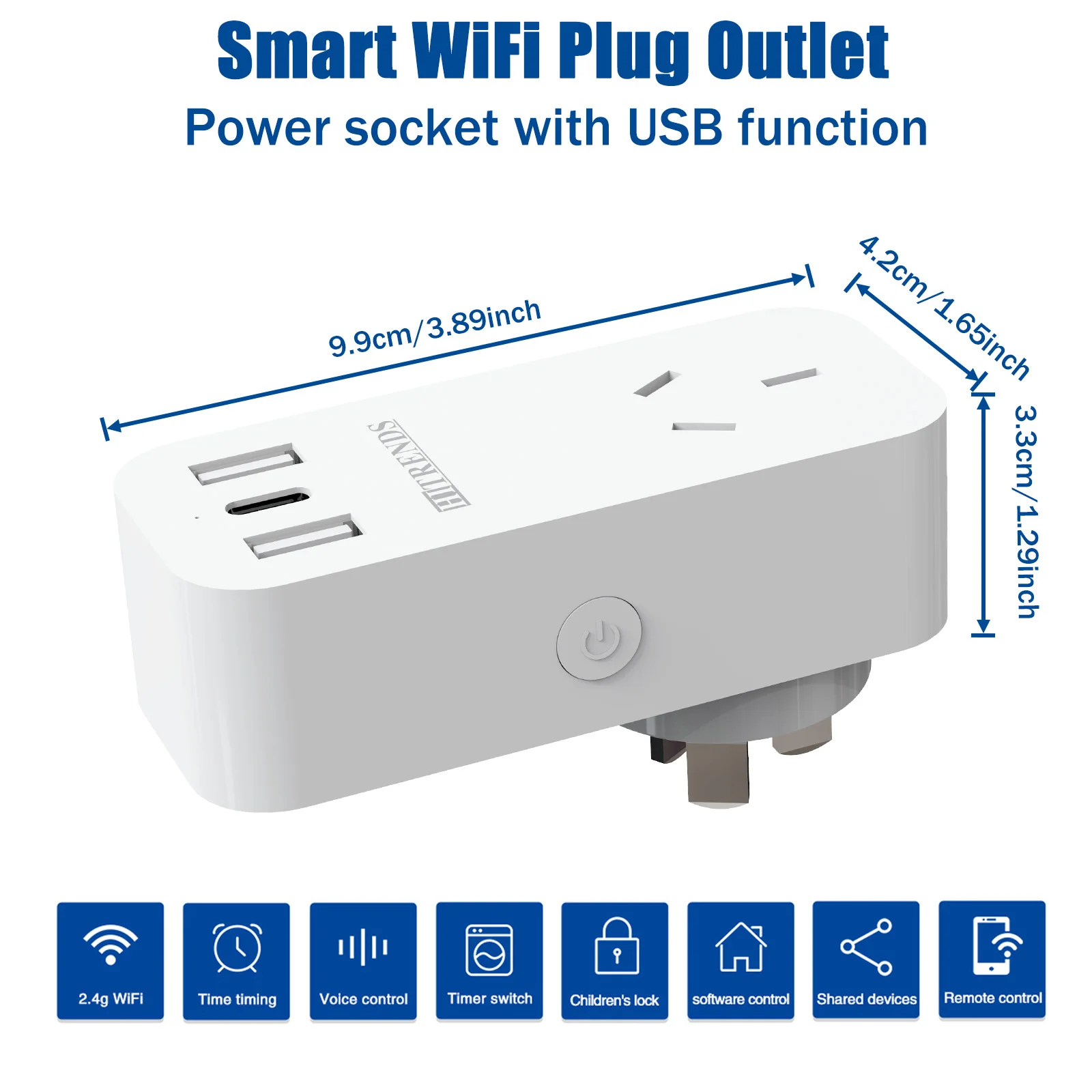 Smart WiFi plug socket with USB and energy monitor - voice/app remote control, timer, child lock, real-time power tracking