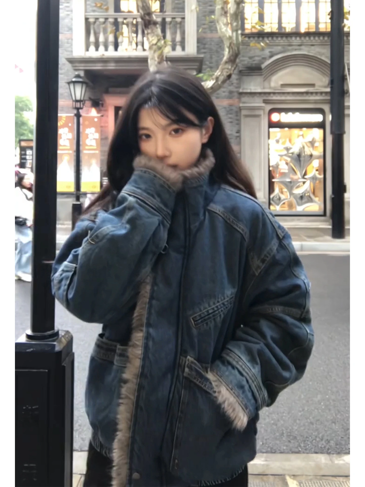 

Waed Deconstructed Cotton Jaet Men's Winter Thi Warm ort Sle Fur Collar American Heavyweight ort Coat