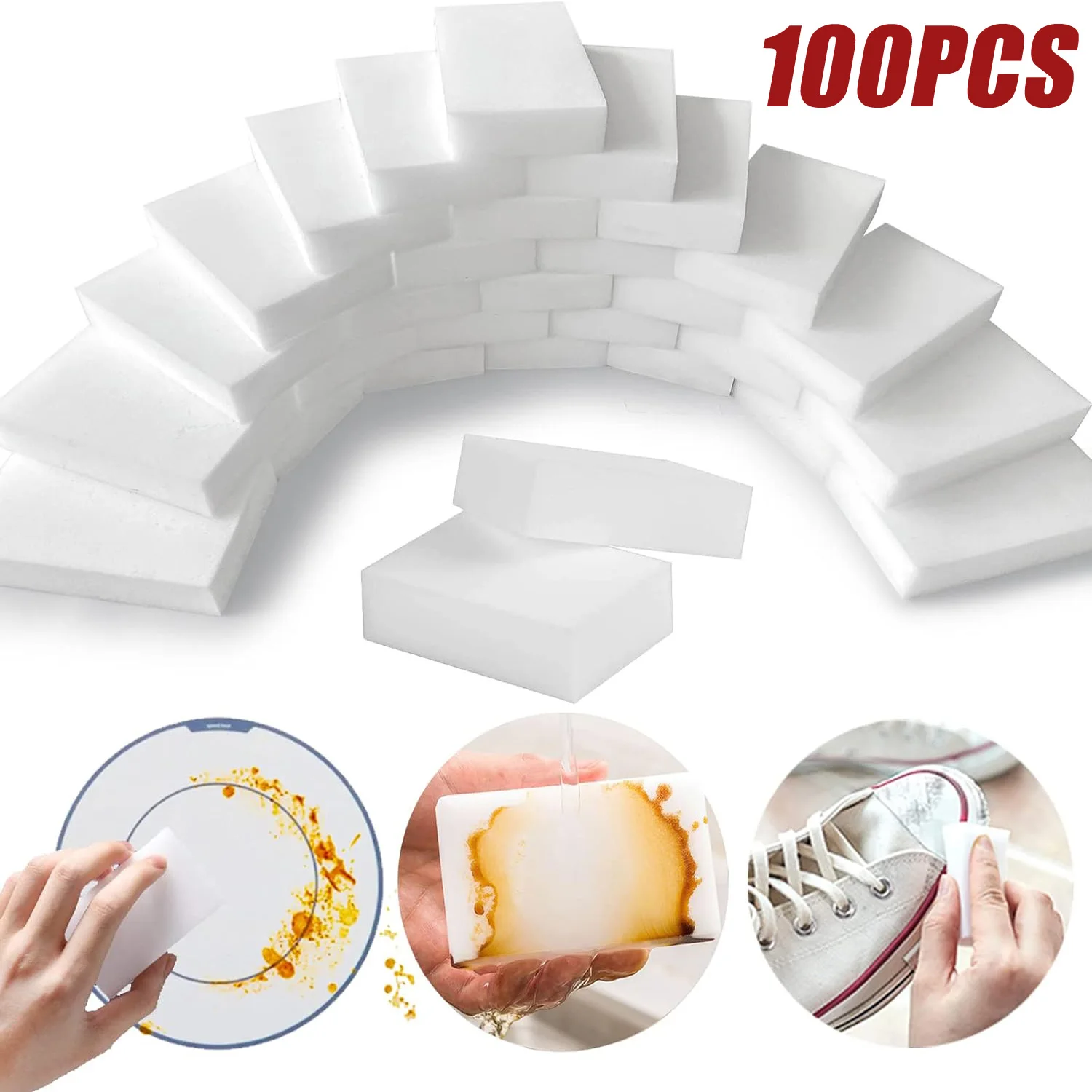 10/20/50/100pcs Nano Cleaning Sponge Melamine Magic White Eraser Housework Dishwashing Scrubbing Brush Stain Kitchen Accessories