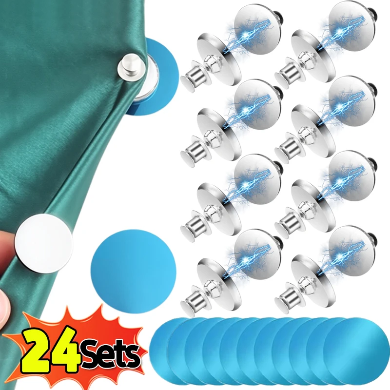 Botón magnético de cortina con parche, pantalla de ventana desmontable, cierre de hebilla magnética, Clips de sujeción fijos para cortina para el hogar