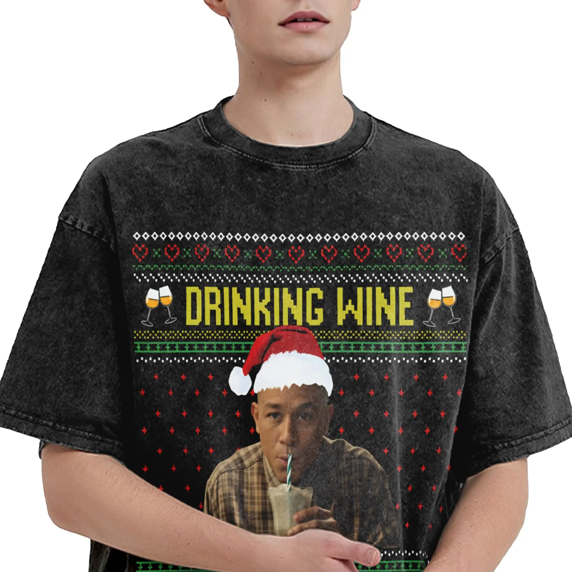 تشارلي هونام إد جين سأذهب للشرب نعم أنا عيد الميلاد غسلها تي شيرت الجدة Harajuku الرجال النساء تي شيرت قصيرة الأكمام