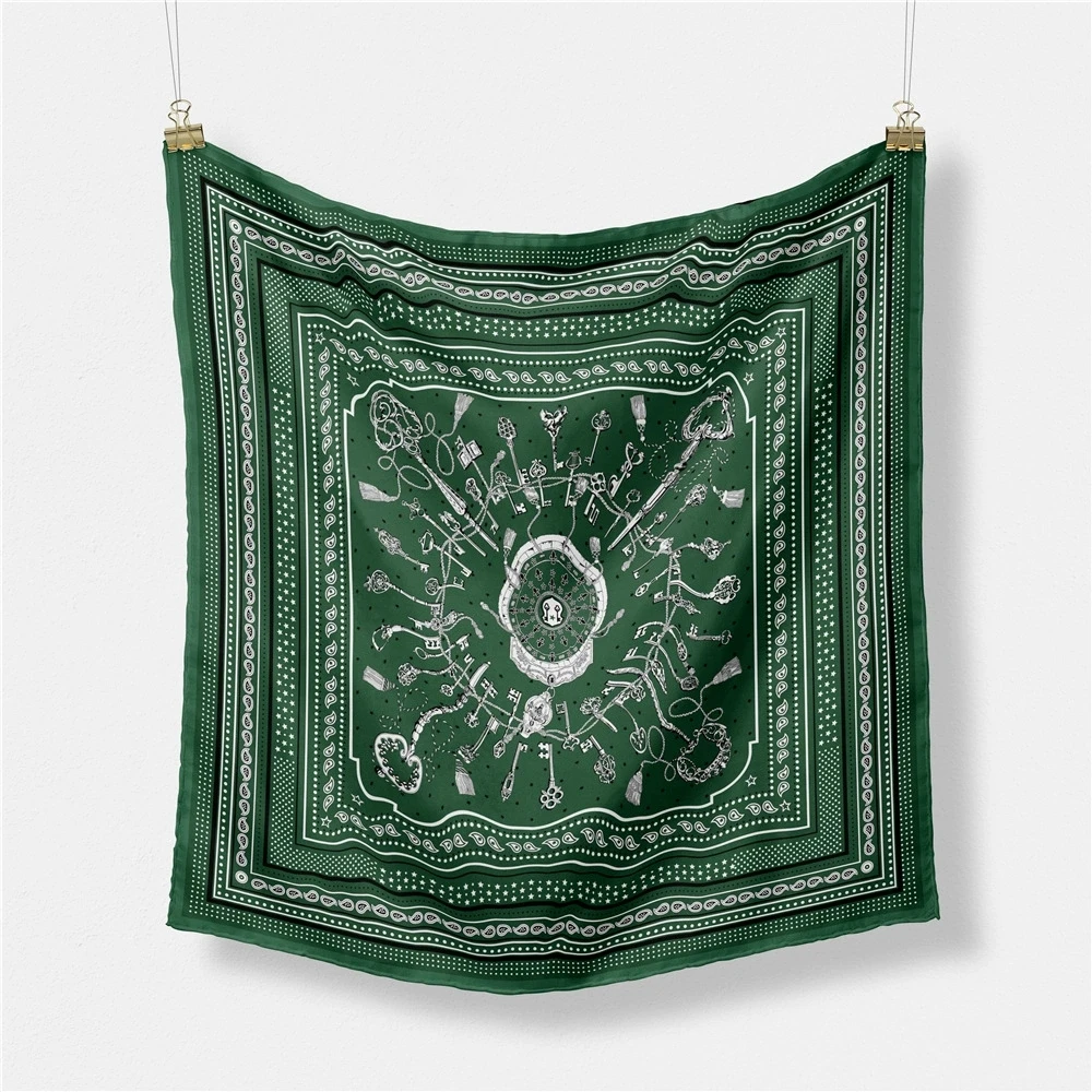 European 53CM Personalized Hip-hop Style Geometric Cashew Women Decorative Small Square Scarf Printed Hijabs For Women