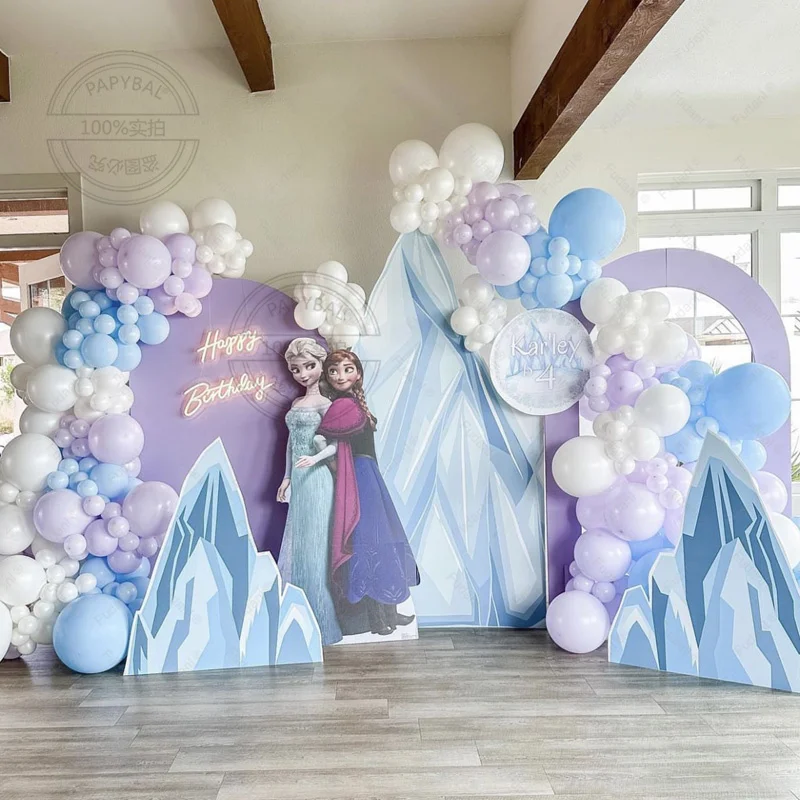 141pcs Disney Frozen Princess Elsa themed Party Balloon Kit Purple Blue latex balloon for girl Princess birthday party decor