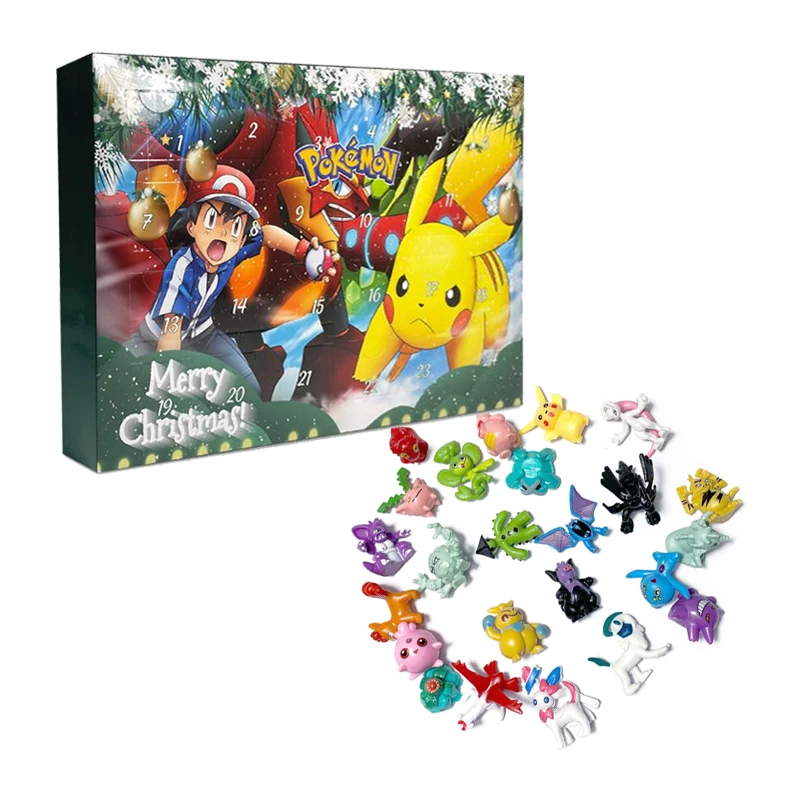 24 unids/set figura de Pokémon calendario de Adviento de Navidad caja ciega regalo Pikachu Kawaii Pikachu Anime figura acción PVC modelo niños juguete
