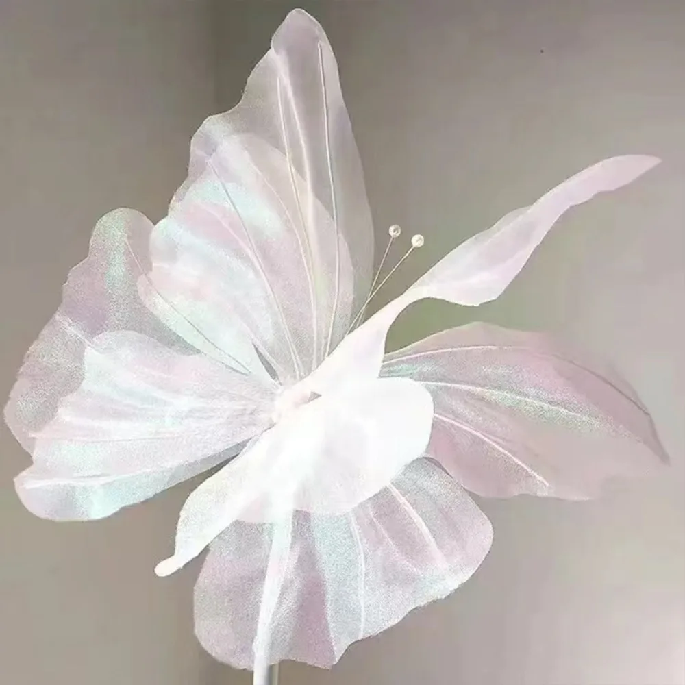 Silk Artificial Butterfly Flowers Colorful 30cm Flower Head Background Fake Flowers Artificial Flowers Photography Props Garden