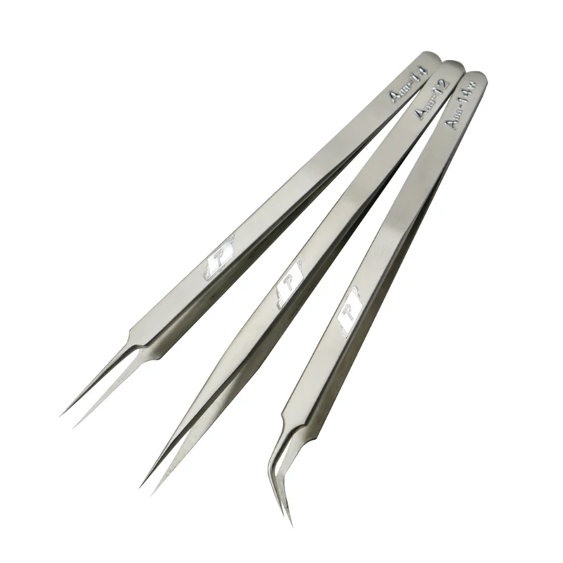 SAYTL Electronics Industrial Tweezers Anti-static Curved Straight Tip Precision Stainless Forceps Phone Repair Hand Tools Sets