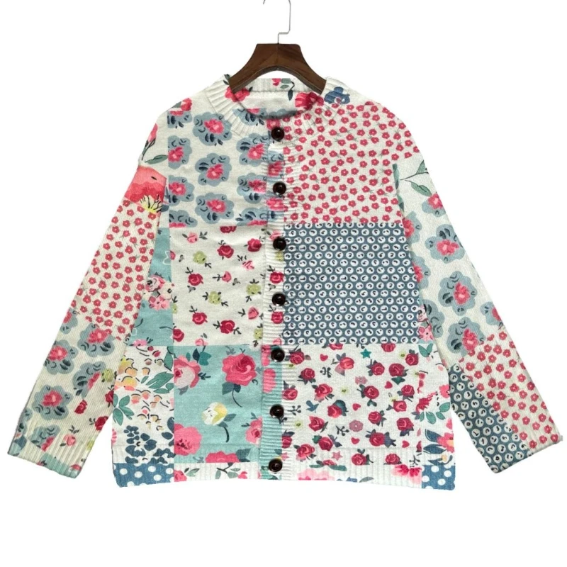 

Women Aesthetic Cute Floral Sweet Cardigan Boho Sweater Coats Loose Long Sleeve Jacket Autumn Winter Outerwear French Style Y2K