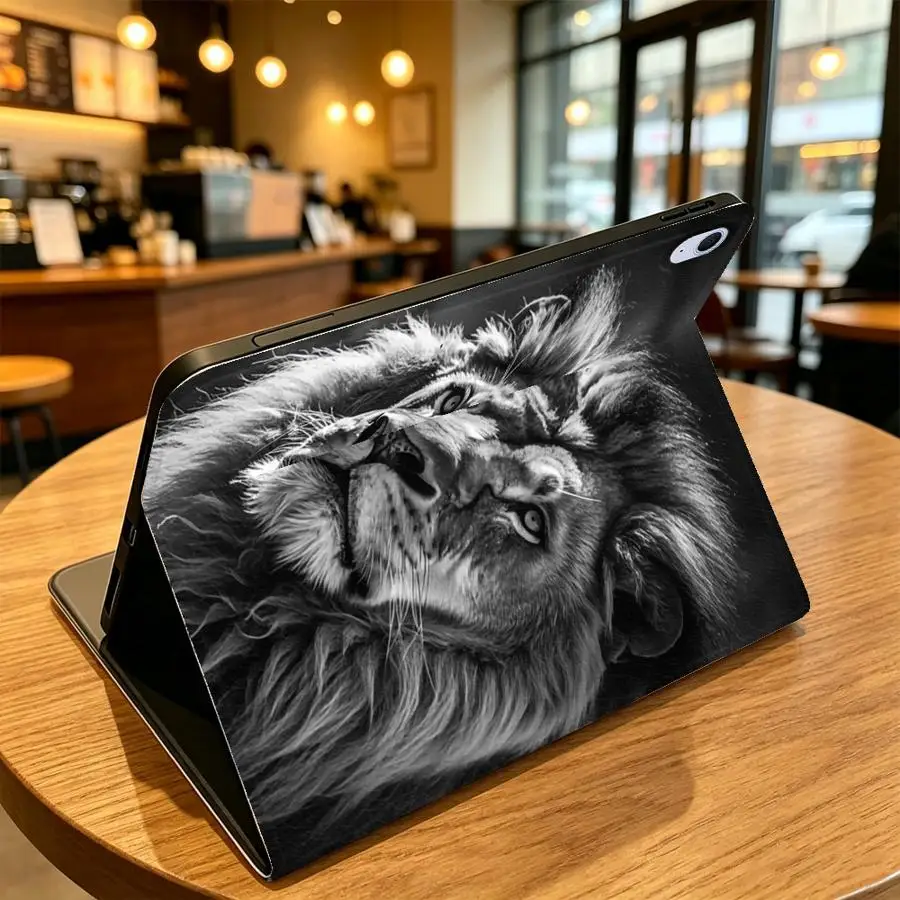 Silent Lion with Pencil Slot Case for Samsung Galaxy Tab S11 A7 Lite S7 S8+ S10 Plus S9 FE A9Plus A8 S9+ S10 Lite A11 S10FE