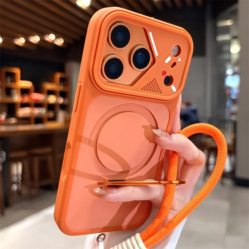 Luxury Metal Ring Bracket for Magsafe Wrist Strap Matte Case for IPhone 17 16 15 14 Plus 13 12 Pro Max 11 Stand Holder Cover view 4