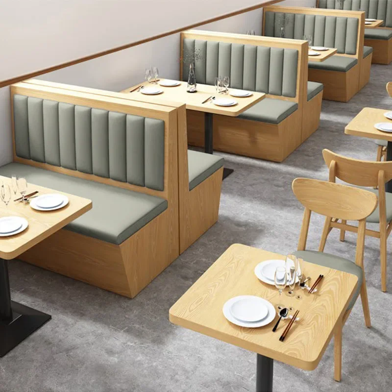 

Modern simple western restaurant soft bag card seat double simple food fast food one table four chairs square