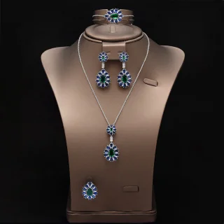 

HIBRIDE New Fashion Blue Everyday Dress Decorative Jewelry Necklace Earrings Bracelet Suitable for Wedding Party Gifts S-1030