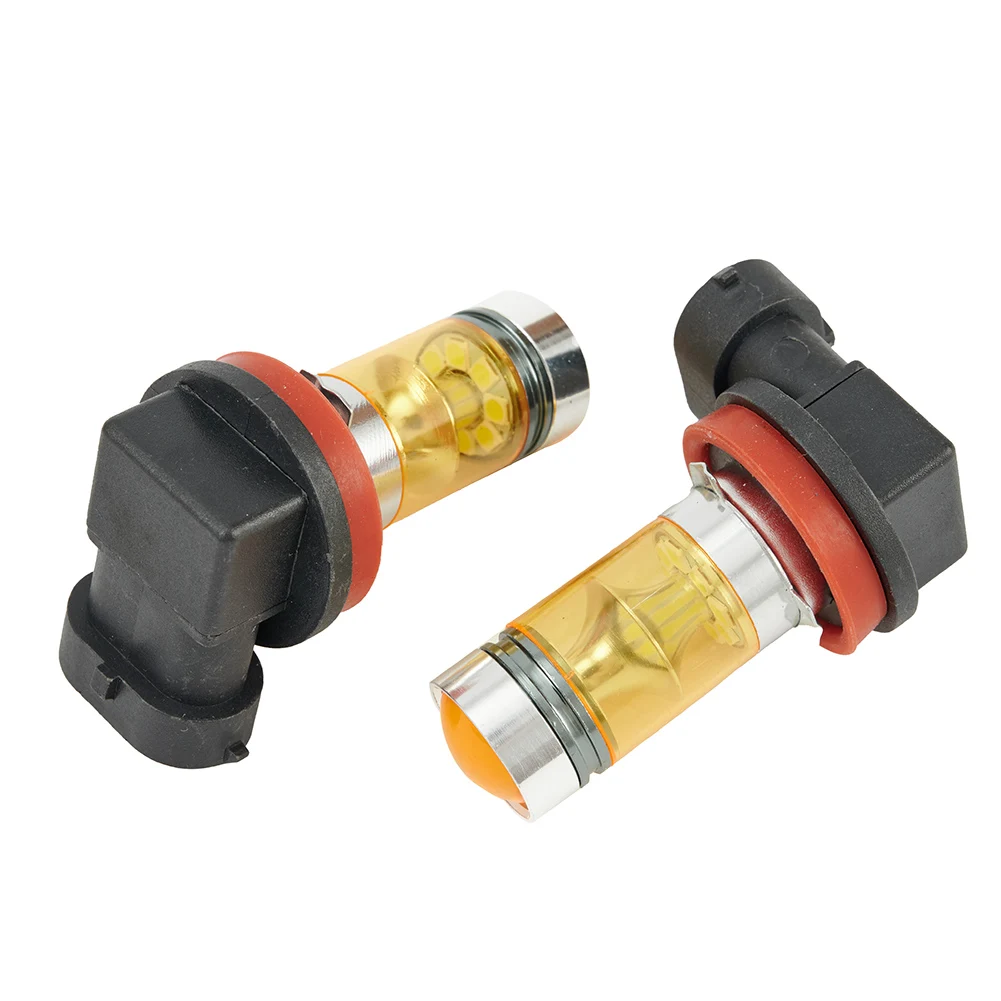 2X أضواء السيارة 4300K سيارة H11 H8 الضباب ضوء السوبر مشرق الأصفر 2323 LED 100 واط مصباح قيادة لمبات تيار مستمر 12 فولت-24 فولت سيارة الوصول