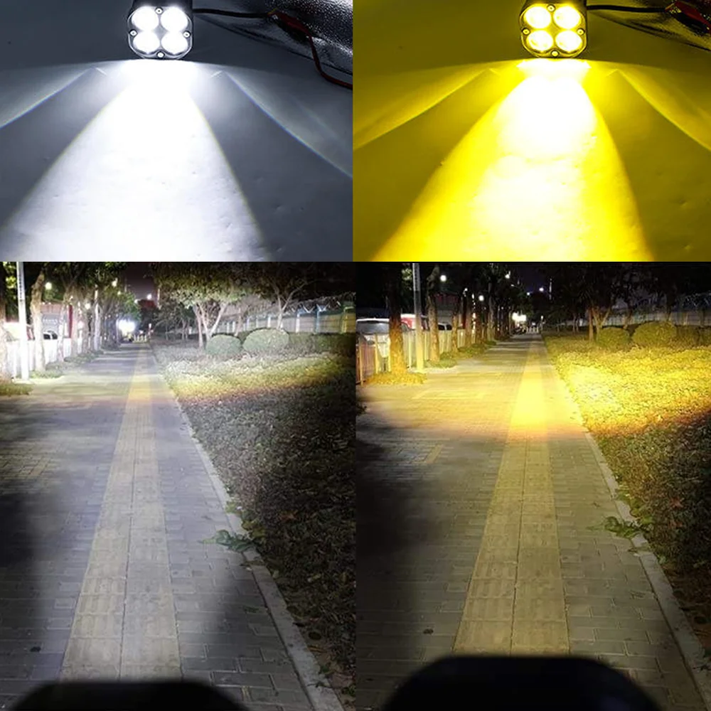 

Motorcycle Led Work Light 12V 24V For Car Yellow Fog Lamp 4x4 Off Road Tractors Driving Light White Square off-road use