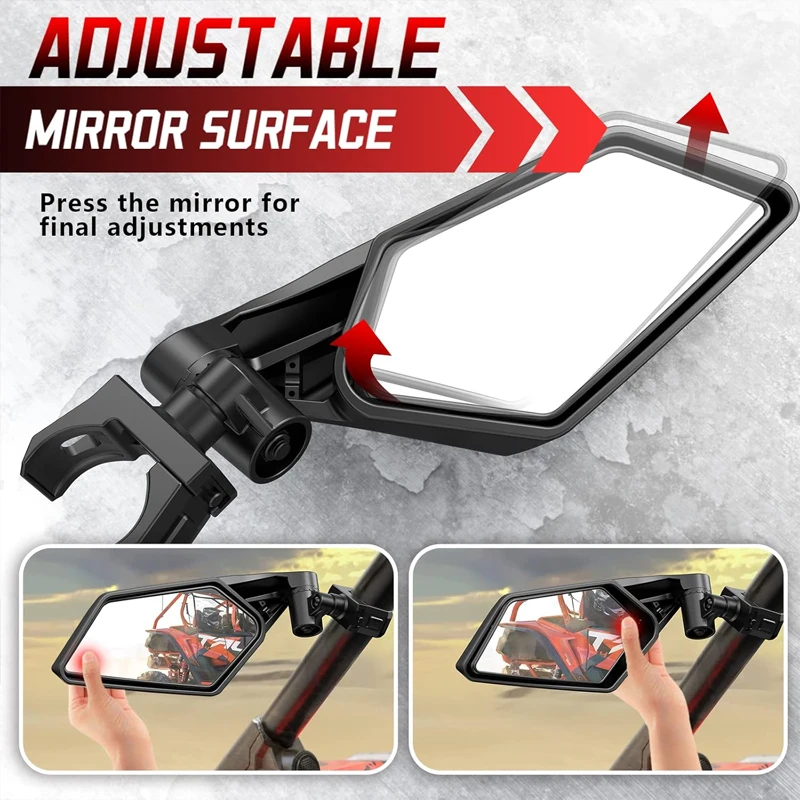 مرايا جانبية للدراجات النارية UTV مرايا سباق الرؤية الخلفية لـ Polaris RZR Ranger Maverick X3 قائد Maverick YXZ Wildcat 1.5 "-2" #4