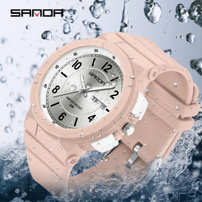 2023 New Casual Women\'s Watches Waterproof Fashion Quartz Watch Women Wristwatches for Female Clock Relogio Feminino SANDA 6097