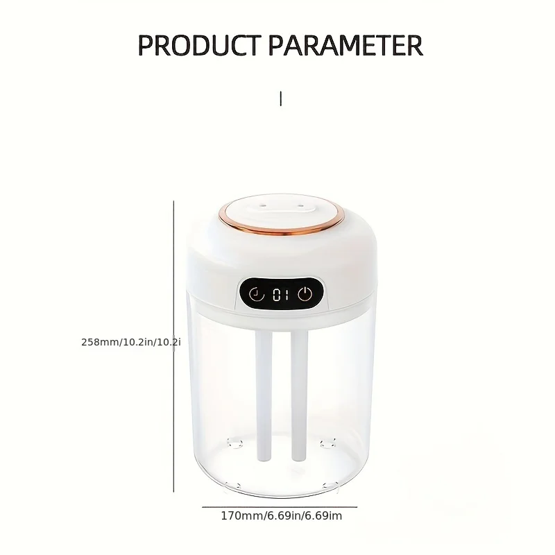 Umidificador compacto de névoa dupla com luz noturna LED - alimentado por USB, 3 modos, controle remoto, temporizador inteligente para escritório e relaxamento