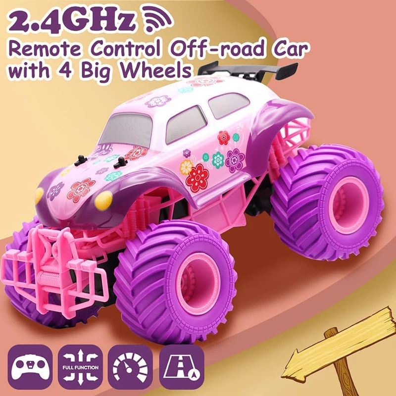 

Pink RC Car Electric Drive Off-Road Big Wheel High Speed Purple 2.4G Remote Control Trucks Girls Toys for Children Christmas