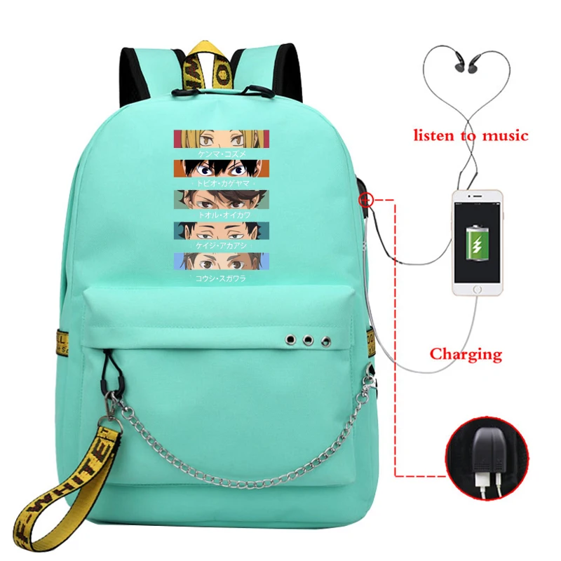 Haikyuu Funny Eyes Backpacks Women Japan Anime Fashion School Bag Brand Haikyuu Anime Backpacks for School Teenagers Girls