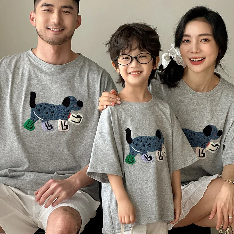 Family Matching Outfits Summer Street Haute Couture Personality Fun Family Of Three Cartoon Korean Version Loose Foreign Style