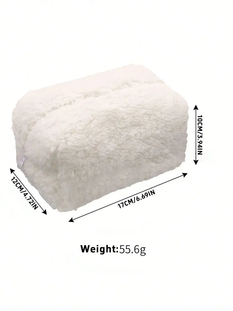 1PC Lambskin Cosmetic Bag, Cream-colored Portable Skin Care Product Storage Bag, Fresh and Clean Cosmetics Zipper Bag