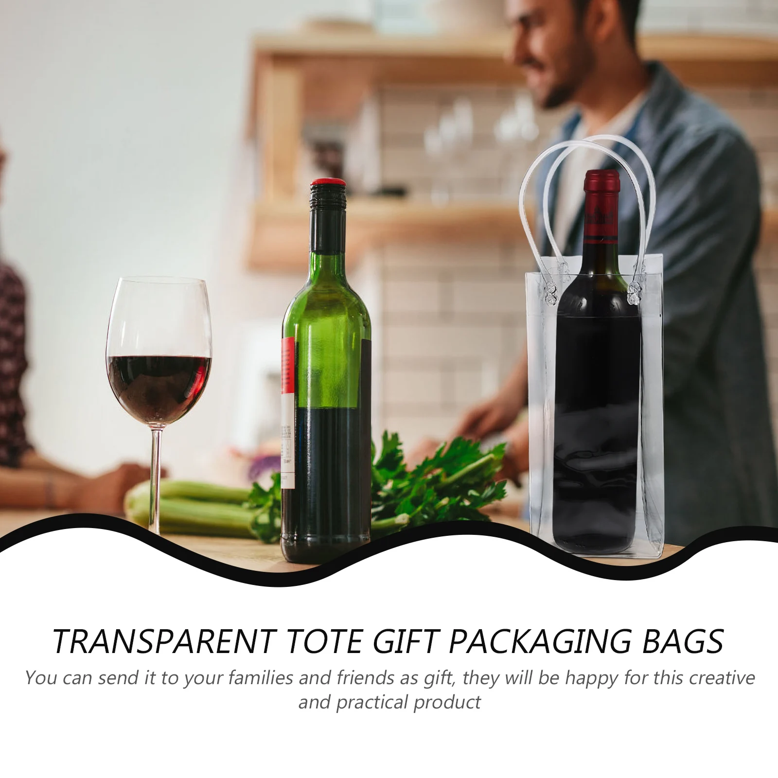 

4 Pcs Bag Gift Tote Portable Clear Outdoor Bottle Carrier Household Multi-function