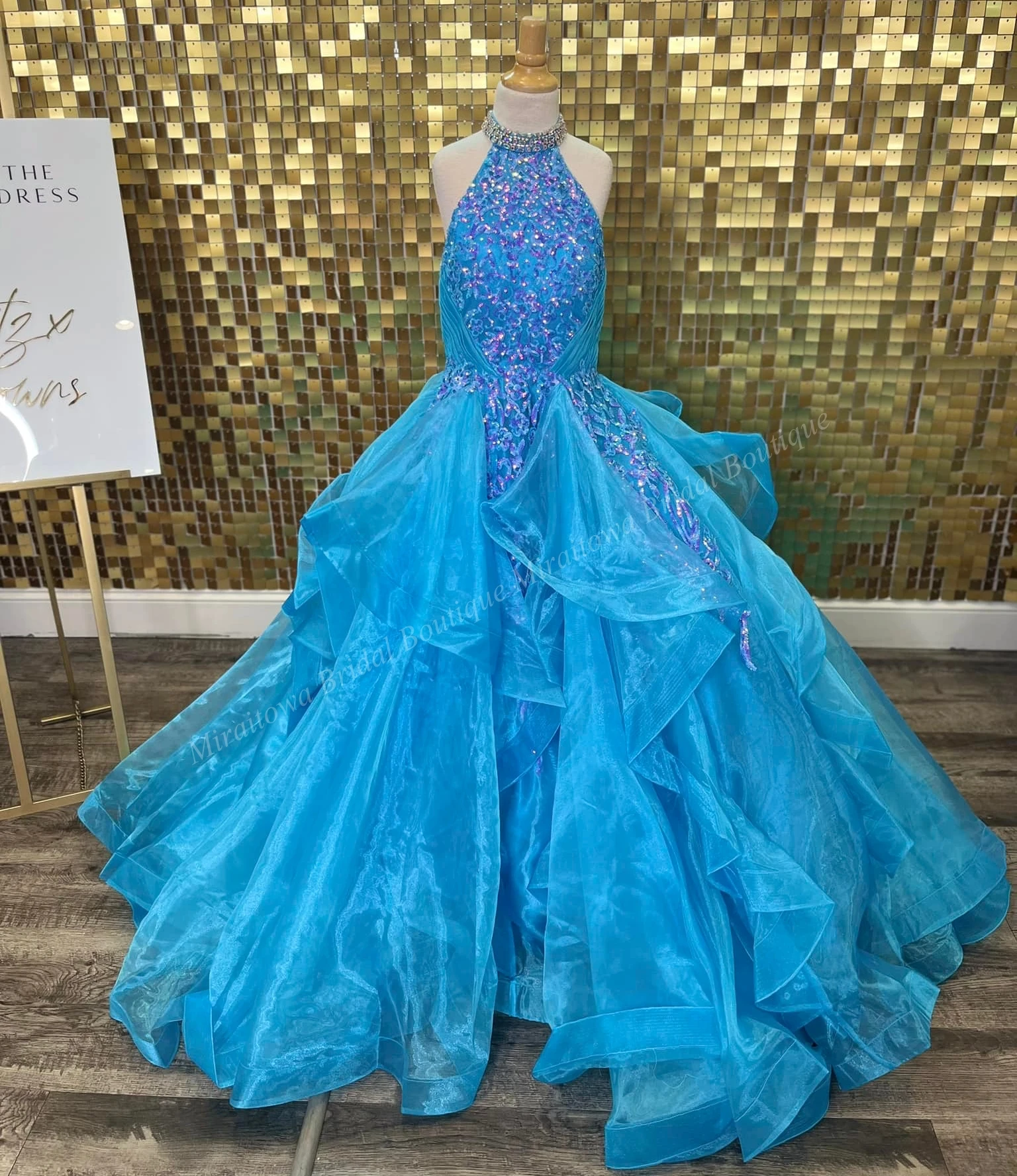 Liliowa sukienka dziewczęca na wybory Miss Halter cekinowa suknia balowa z organzy urodzinowa suknia imprezowa, koktajlowa dla nastolatków Junior Miss galowa zwyczaj