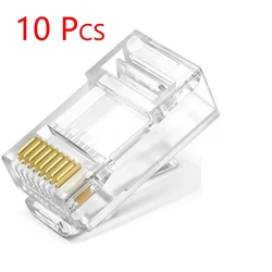 PC Laptop Computer 10Pcs RJ45 Ethernet Cables Module Plug Network Connector RJ-45 Crystal Heads Cat5 Gold Plated Cable