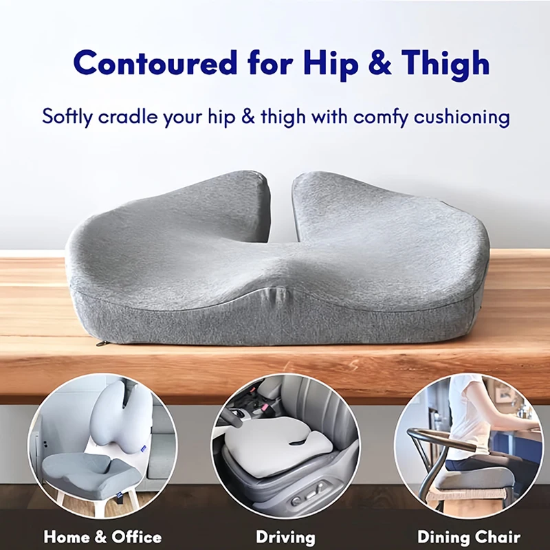 Pressure Relief Seat Cushion for Long Sitting Hours on Chair Extra Dense Memory Foam Relieve Hemorrhoids Coccyx Sciatica