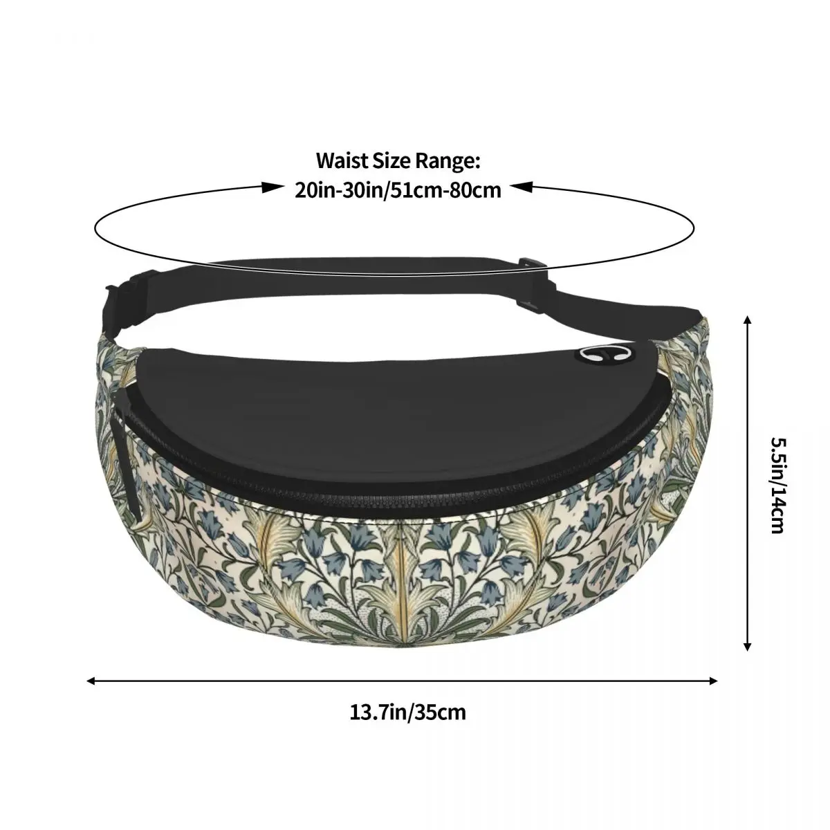 William Morris Fanny Pack Homens Mulheres Moda Floral Têxtil Padrão Crossbody Saco da cintura para viajar Telefone Money Pouch