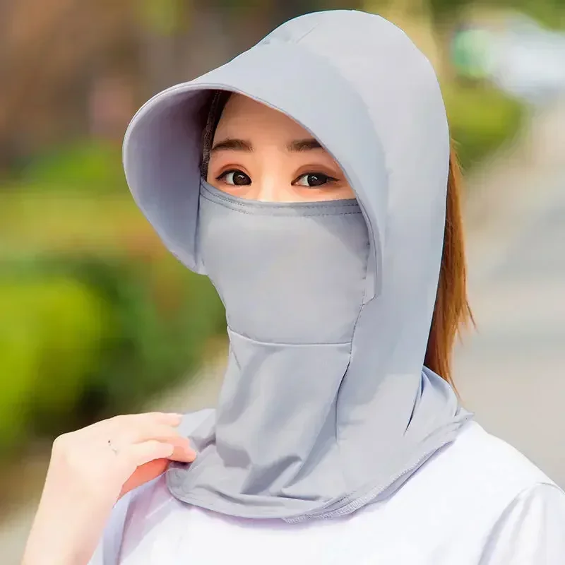 Letnia jazda na rowerze lodowy jedwab czapka z filtrem przeciwsłonecznym anty-uv kapelusz odporny na słońce miękka oddychająca pyłoszczelna damska zakrywająca duża czapka z okapami kapelusze przeciwsłoneczne