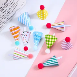 Mini Cake Hats Happy Birthday Cake Toppers Felt Ball Conical Cap Cupcake Topper Birthday Party Baby Shower Dessert Decoration