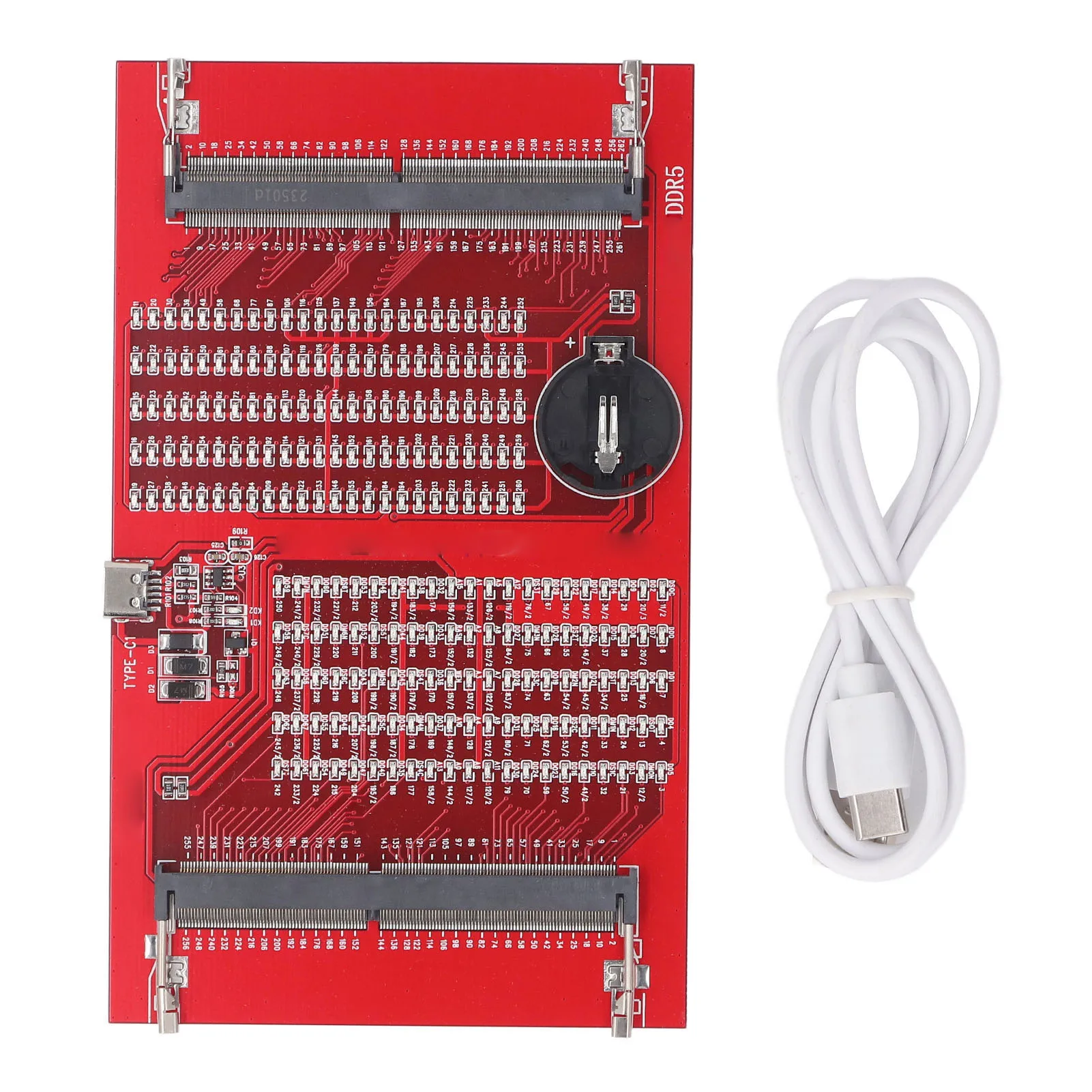 

RAM Memory Tester Card DDR4 DDR5 2 in 1 Slot Diagnostic Analyzer for Laptop with LED Light Red