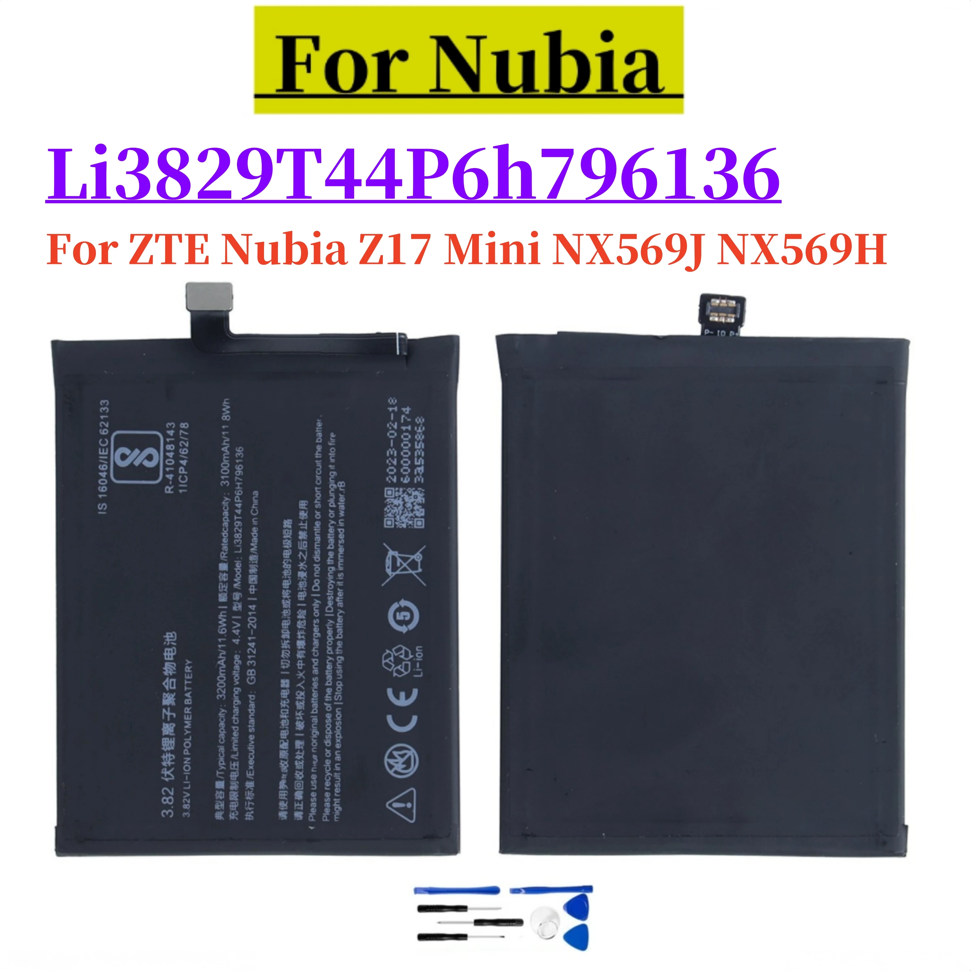 New Original Li3829T44P6h796136 3000mAh Battery for ZTE Nubia Z17