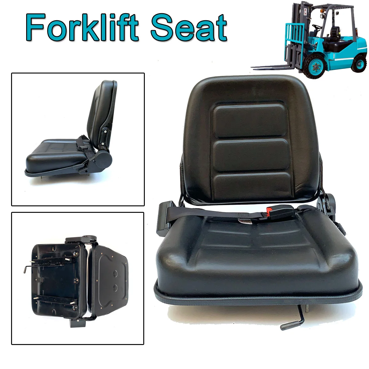 Asiento de carretilla elevadora, asiento de Tractor de cubo de repuesto Universal cómodo con cinturón de seguridad, ángulo de asiento trasero ajustable de 15 °