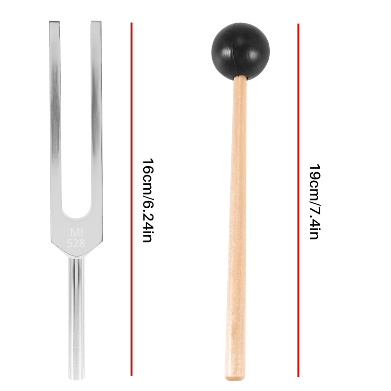 Aluminum Alloy + Wood Tuning Fork Chakra Hammer Ball Diagnostic 528HZ With Mallet Set Nervous System Testing Tuning Fork Health