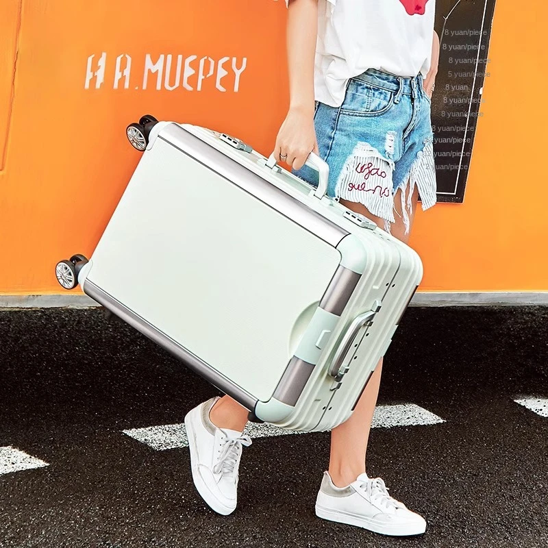 2024 New Fashion Trolley Case Double Trolley Spinner Wheel Couple Travel 20 Inch Cabin Case 24 Inch Aluminum Frame Lockbox