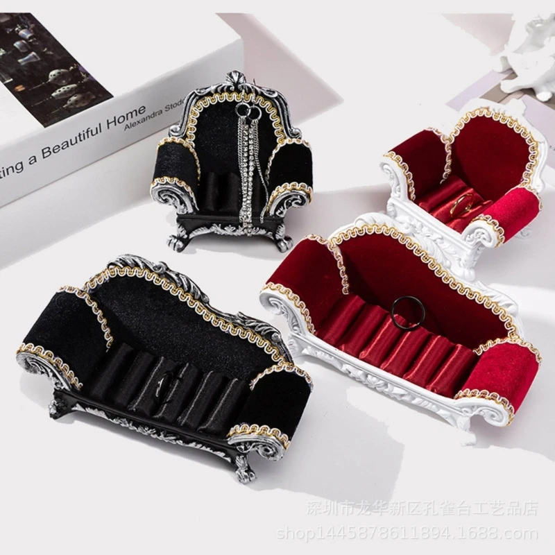 Sofa Shaped Jewelry Cases Jewelry Small Rings Oraganizer Multi-Slot Rings Storage Box for Women and Men Jewelry Gift