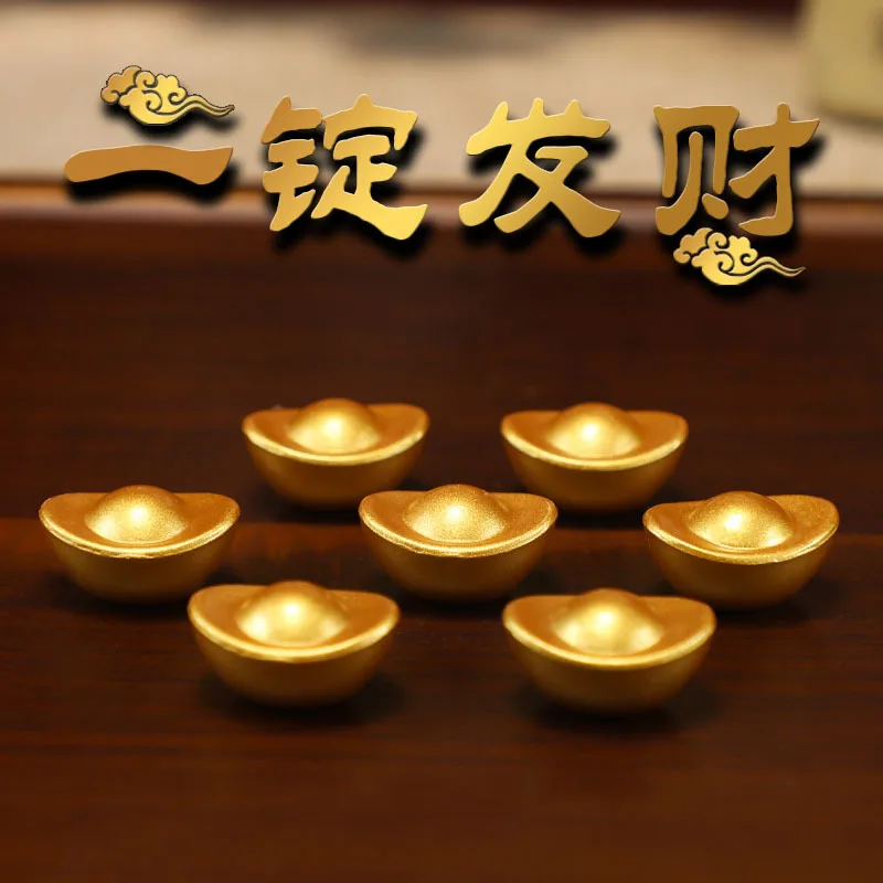 Wholesale Price for 10 Pieces 2.5cm Solid Alluvial Gold Ingot Cornucopia Filled Mini Accessories Gift Ornament Pure