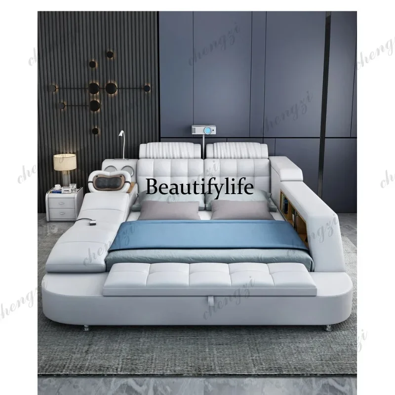 M9344 180x200cm king size mattress bedroom Double bed projectior Massage chair multifunctional bed frame king with storage furni