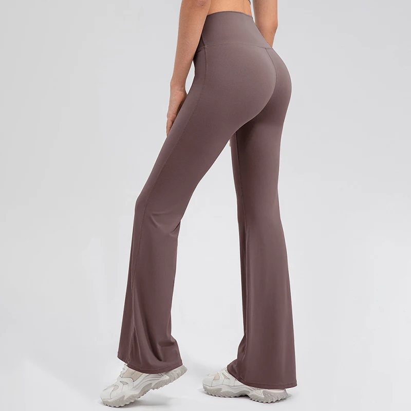 

High Waisted Hip Lifting Micro Flare Yoga Pants Breathable Fast Drying Peach Buttocks Skinny Stretch Gym Casual Sports Pants