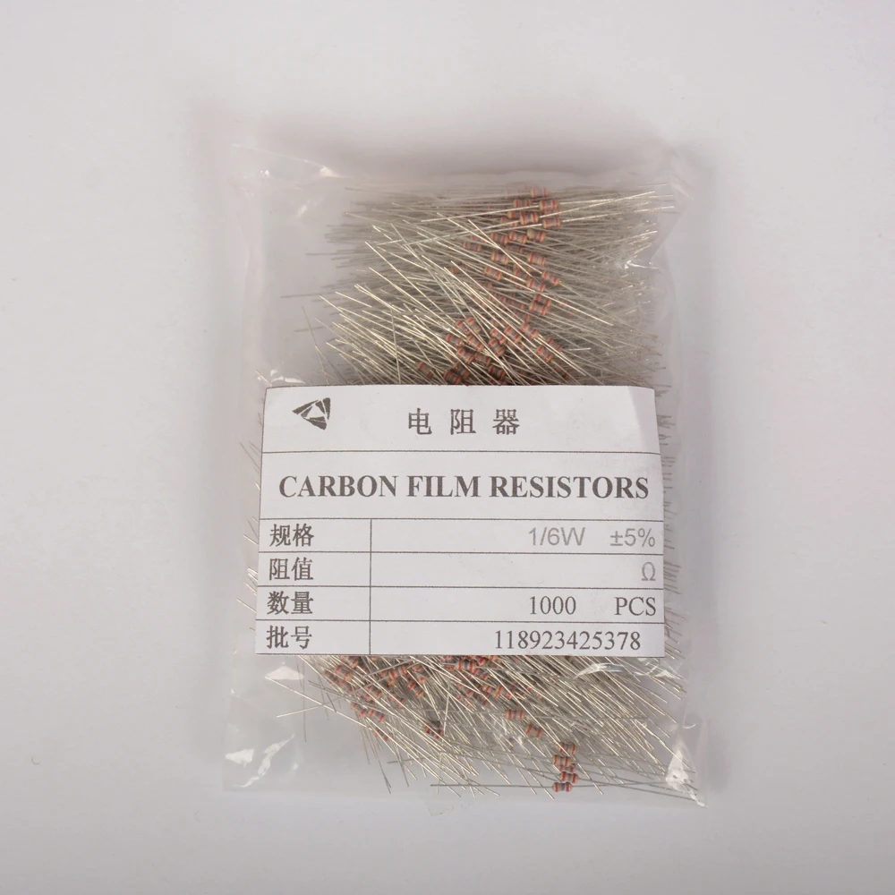1000pcs 1/6W 1/8 0.25W 5% Carbon Film Resistor 0R 10M 10R 220R 330R 1K 2.2K 3.3K 4.7K 10K 22K 47K 100K 0.47 100 220 330 680 Ohm