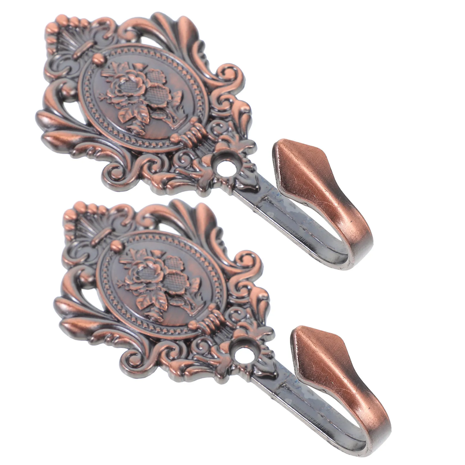 2Pcs Vintage Zinc Alloy Curtain Hooks Finish 95x5cm Rose Pattern Holdbacks for Drapes Tieback Hardware Accessories