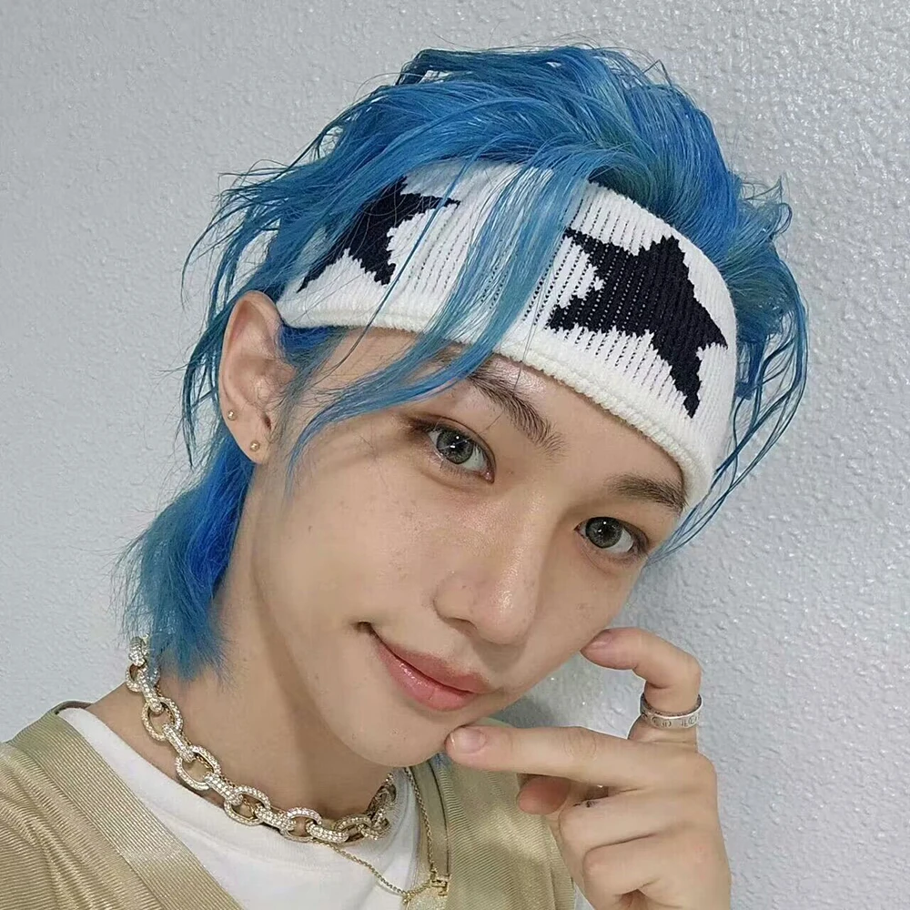 Korean Wave New FELIX Lee Know Same Black and White Pentagram Hair Band Outdoor Sports Headband Akcesoria do włosów Prezent dla fanów