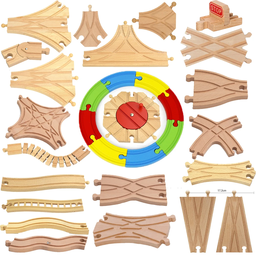 

New All Kinds Wooden Track Parts Beech Wooden Railway Train Track Toy Accessories Fit Biro All Brands Wood Tracks Toys for Kids