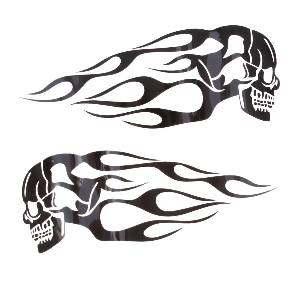 Flame Skull Gas Fuel Tank Sticker PETG Removable Decal for Vintage Motorcycle Modifications Parts