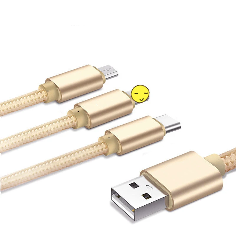 Cable de carga rápida Universal 3 en 1 para Huawei, Cable de cargador Micro USB tipo C, puerto Usb múltiple, 1M