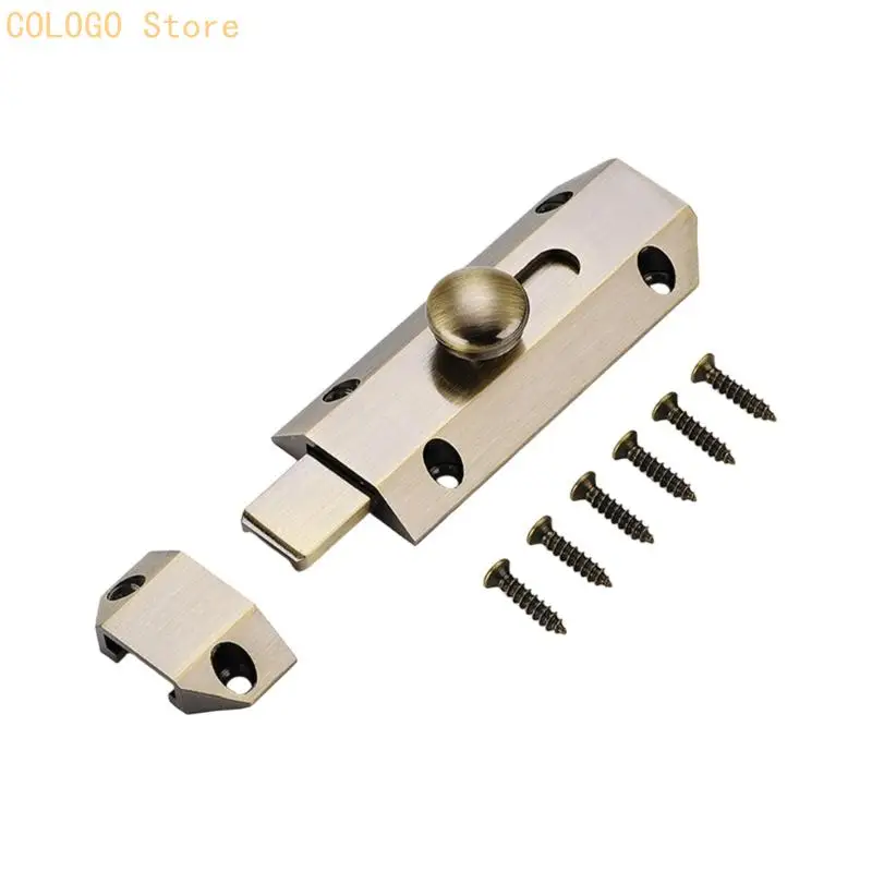 Manual Sliding Bolt Set for Cabinet Front or Room Entry Use, Mounted Metal Hardware with Plate and Screws for Home Fit D0LD