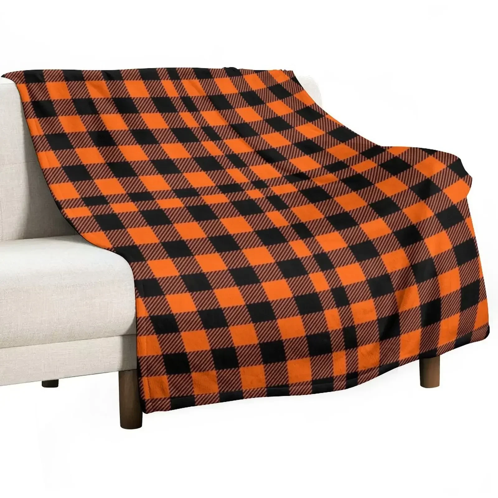 Orange And Black Plaid Pattern Throw Blanket Hair Single Thin Bed linens Blankets